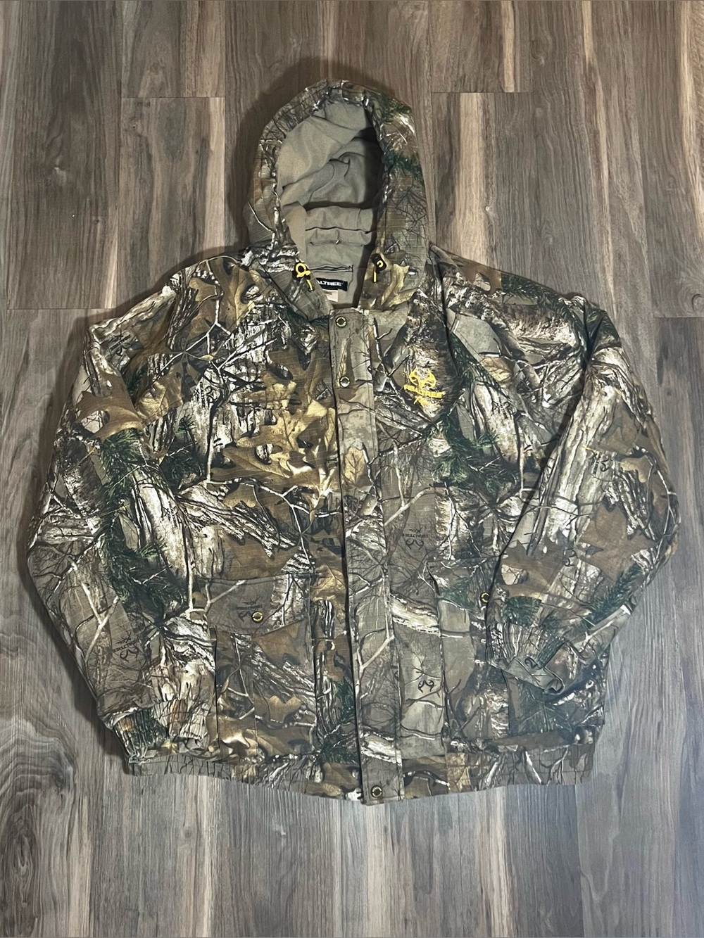 Vintage Realtree Camo Heavyweight Hooded Hunting Zip-Up Jacket Size 2XL